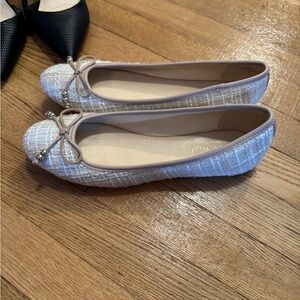 Elegant Beige Tweed Ballet Flats